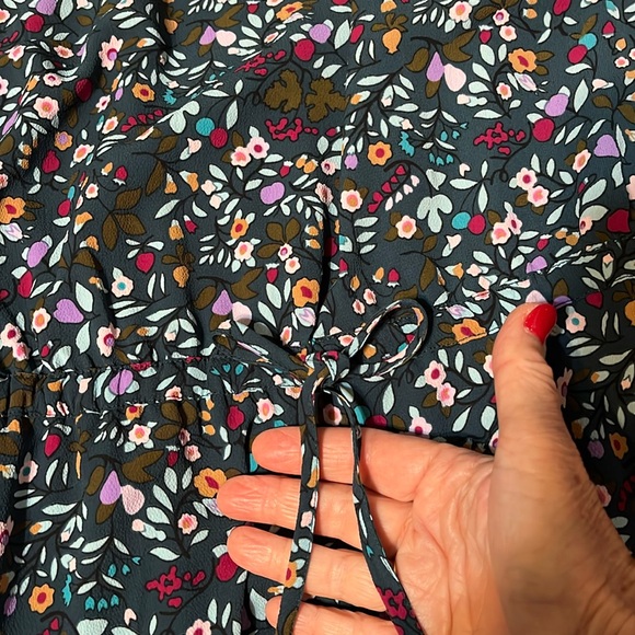 Talbots elastic tie waist flounce hem dress. - Picture 3 of 10